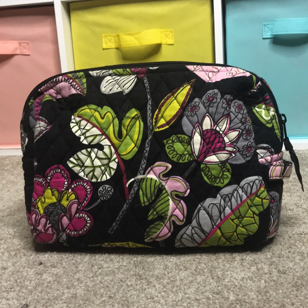 Vera Bradley Black Floral Large Cosmetic Bag